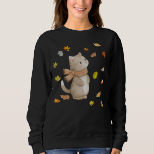 Camiseta Autumn Deixa A Ilustração De Gatinho De Gaivota