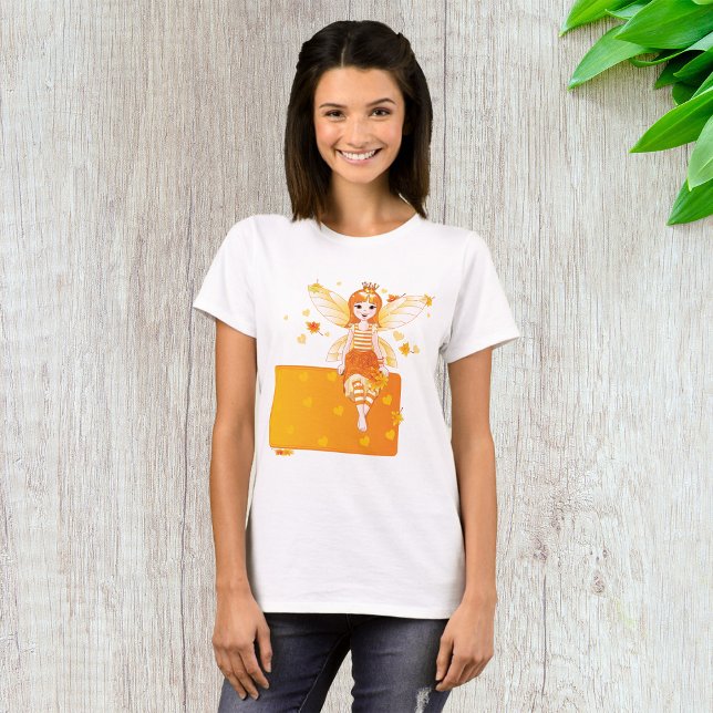 Camiseta Autumn Fairy Princess com Folhas Laranja e Coroa (Criador carregado)