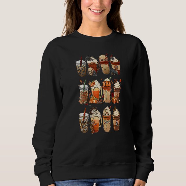Camiseta Autumn Fall Coffee Latte Cups Horrors & Ghost Hall (Frente)