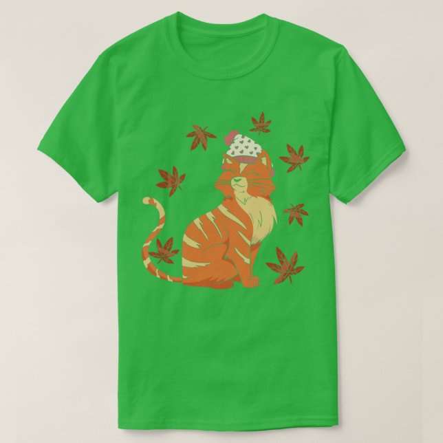 Camiseta Autumn Fall Deixa Cat Lover Seasonal (Frente do Design)