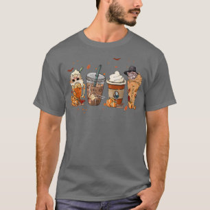 Camiseta Autumn Fall Horror Latte Coffee Cups Ghost Hallowe