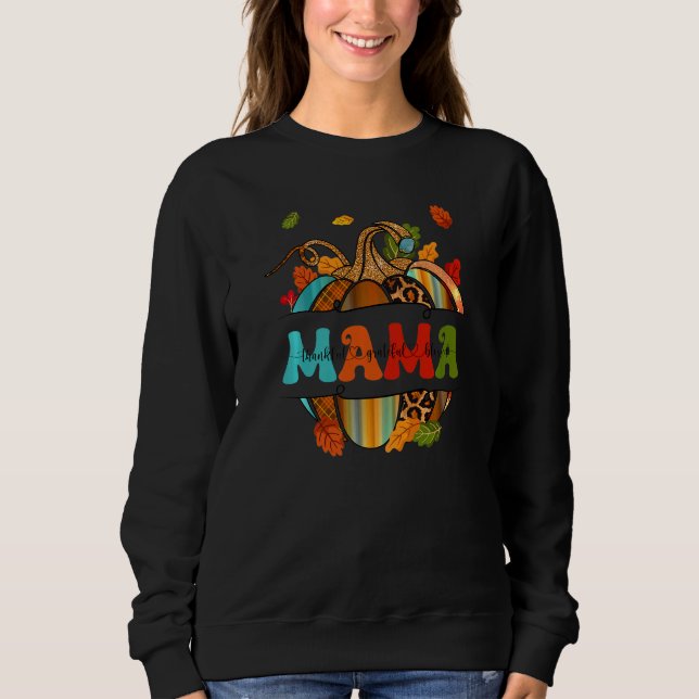 Camiseta Autumn Fall Outfit Mama Thankful Grateful Blessed  (Frente)