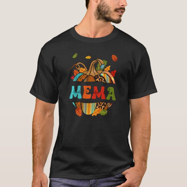 Camiseta Autumn Fall Outfit Mema Thankful Grateful Blessed  (Frente)