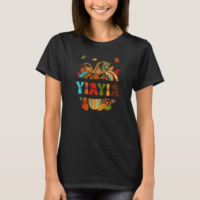 Camiseta Autumn Fall Outfit Yiayia Thankful Grateful Blesse (Frente)