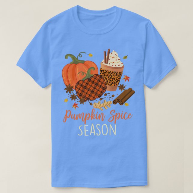 Camiseta Autumn Falling Deixa Pumpkin Spice Harvest Feliz (Frente do Design)