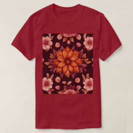 Camiseta Autumn Flowers Maroon T Shirt
