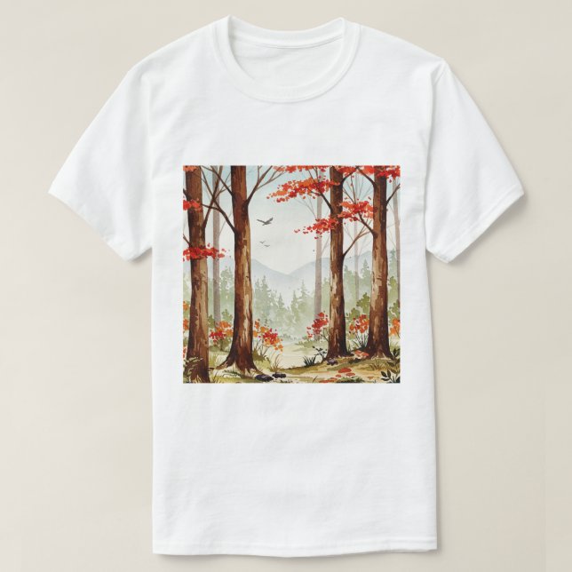 Camiseta Autumn forest scene (Frente do Design)