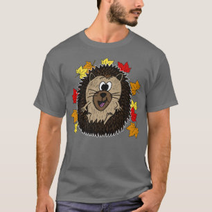 Camiseta Autumn Hedgehog Outono Folhas Sazonais Caiam em Na