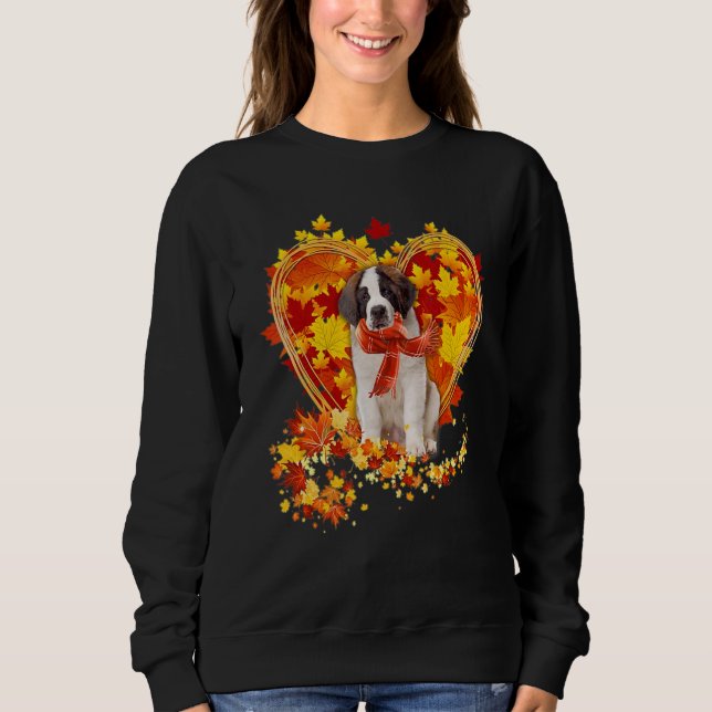Camiseta Autumn Leaf Heart Santo Bernard Scarf Fall (Frente)