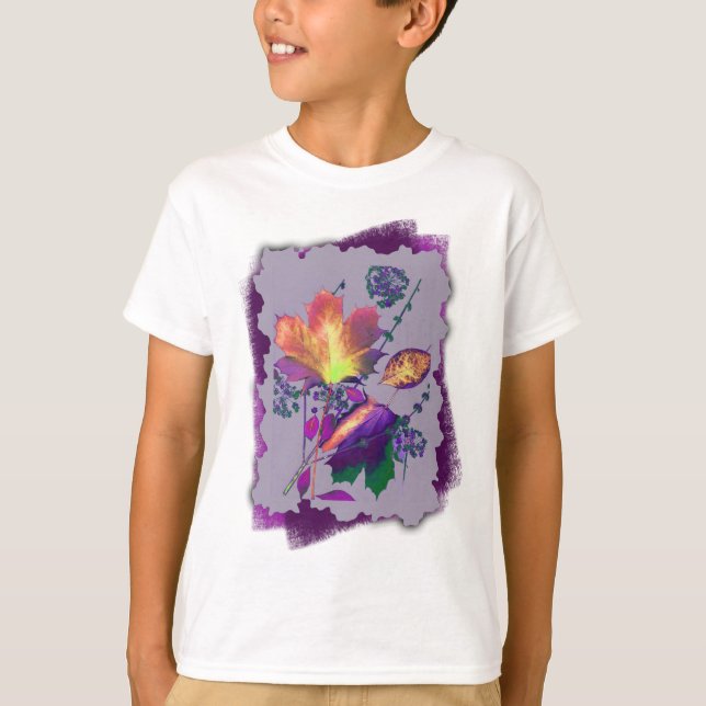 Camiseta Autumn Leaves em Lilac com Roxo (Frente)