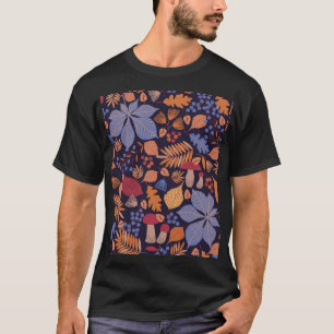 Camiseta Autumn Leaves, Ilustração Vintage Mushroom.