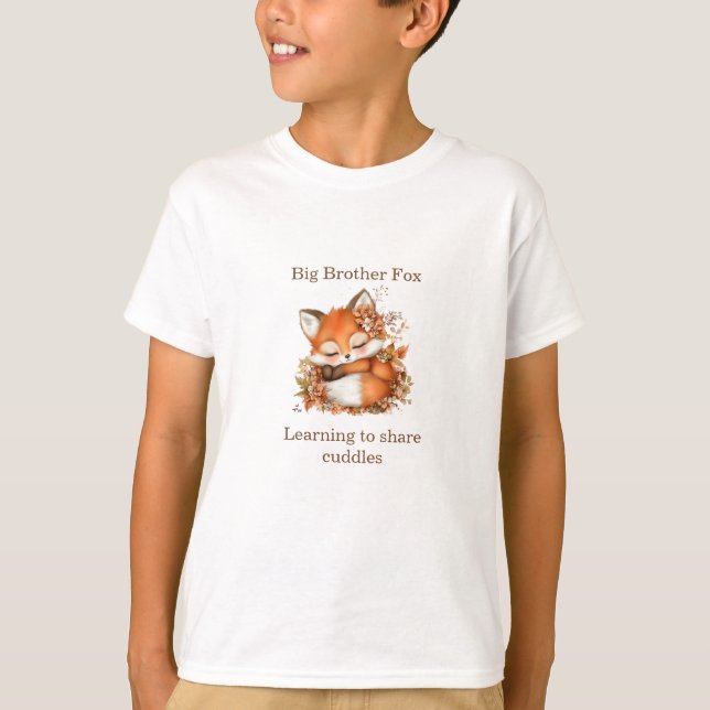 Camiseta Autumn Little Fox Chá de fraldas "Big Brother" (Frente)