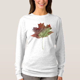 Camiseta Autumn Maple Watercolor Burgundy
