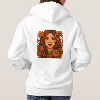 Camiseta Autumn Muse - Mulher com Flores de Queda