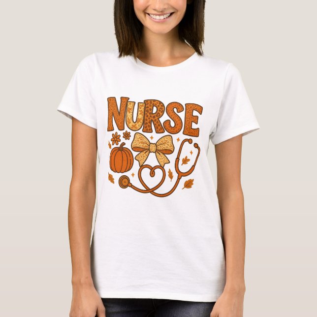 Camiseta Autumn Nursing｜Pumpkins Fall nursing｜Fall nurse pn (Frente)