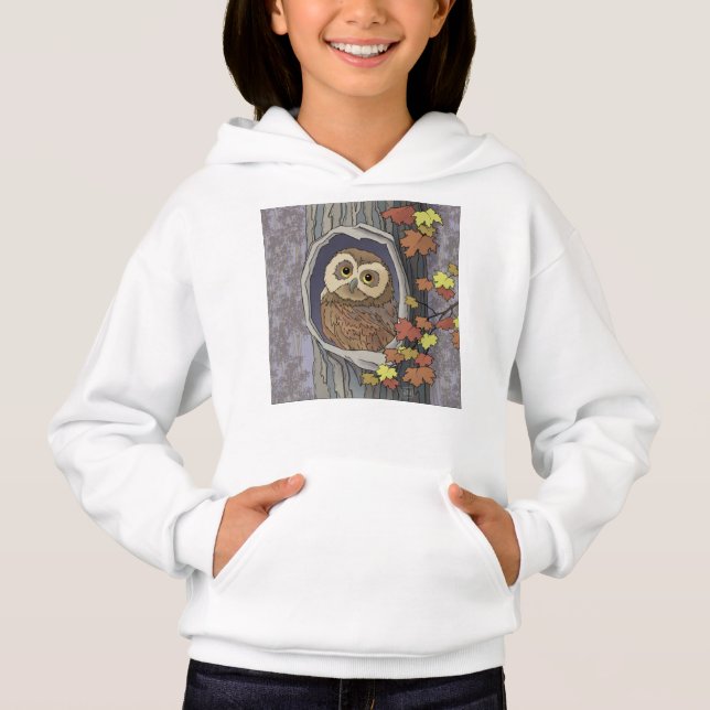 Camiseta Autumn Owl e Fall Colors Hoodie (Frente)