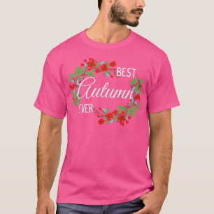 Camiseta Autumn Personalizado Name Floral Wreath Flower