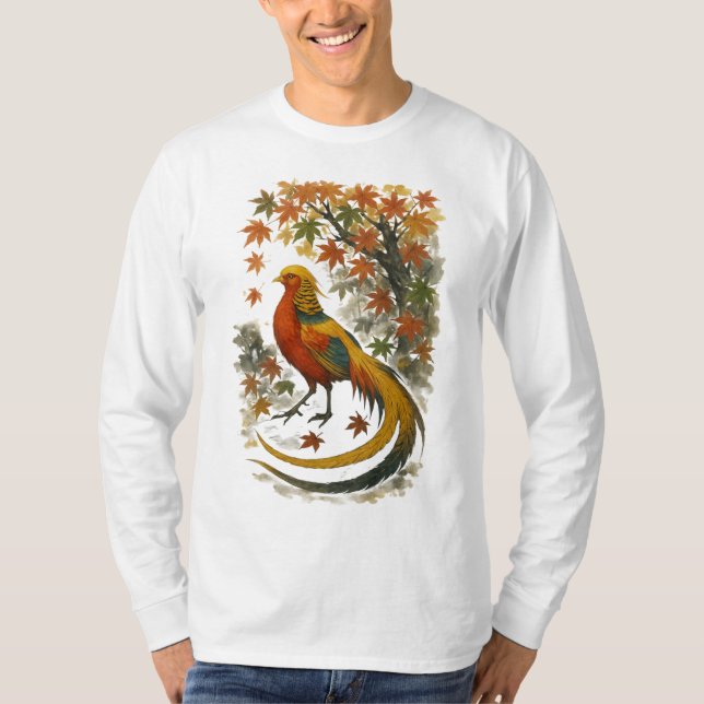 Camiseta 【Autumn Phoenix Bird Long Sleeve T-Shirt】 (Frente)