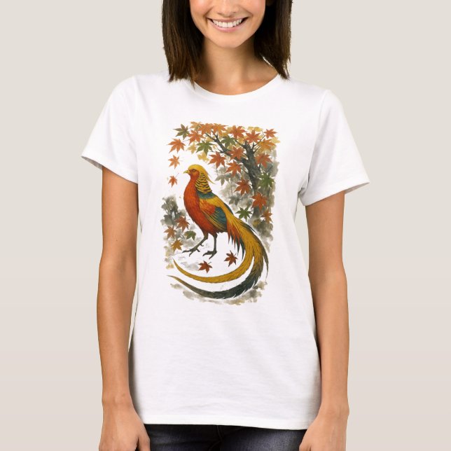 Camiseta 【Autumn Phoenix Japanese Art Women’s T-Shirt】 (Frente)