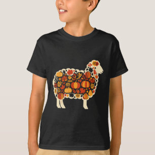 Camiseta Autumn Pumpkin Cai Ovelhas Ação de Graças Mulheres
