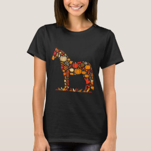 Camiseta Autumn Pumpkin Queda Horse Ação de Graças Mulheres