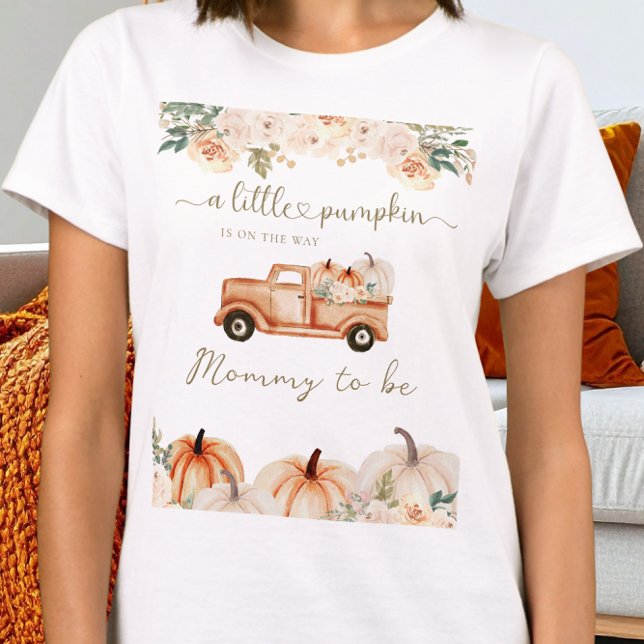 Camiseta Autumn Pumpkin Truck Mamãe A Ser Chá de fraldas (Criador carregado)