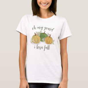 Camiseta Autumn Pumpkins Gourd I Love Fall Watercolor