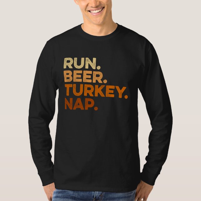 Camiseta Autumn Sayings Thanksgiving Trot Run Beer Turkey (Frente)