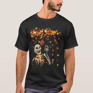 Camiseta Autumn Skeleton Happy Fall Y Pumpkin Spice Wom