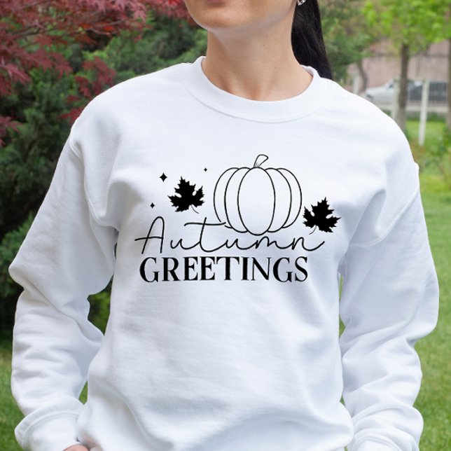 CAMISETA AUTUMN THEMED RETRO AUTUMN GREETINGS PUMPKIN (Criador carregado)