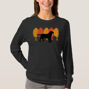 Camiseta Autumn Trees Black Labrador Silhouette
