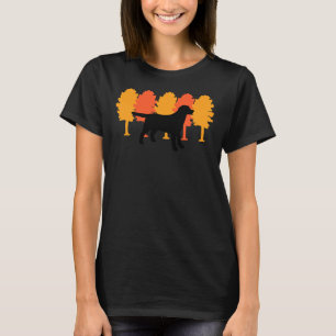 Camiseta Autumn Trees Black Labrador Silhouette