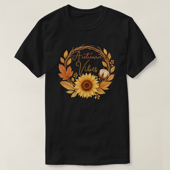 Camiseta Autumn Vibes Sunflower (Frente do Design)