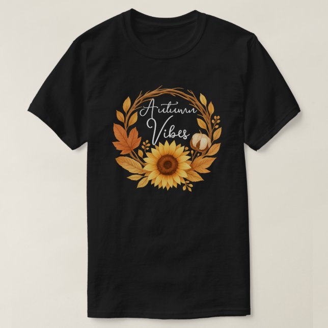 Camiseta Autumn Vibes Sunflower (Frente do Design)
