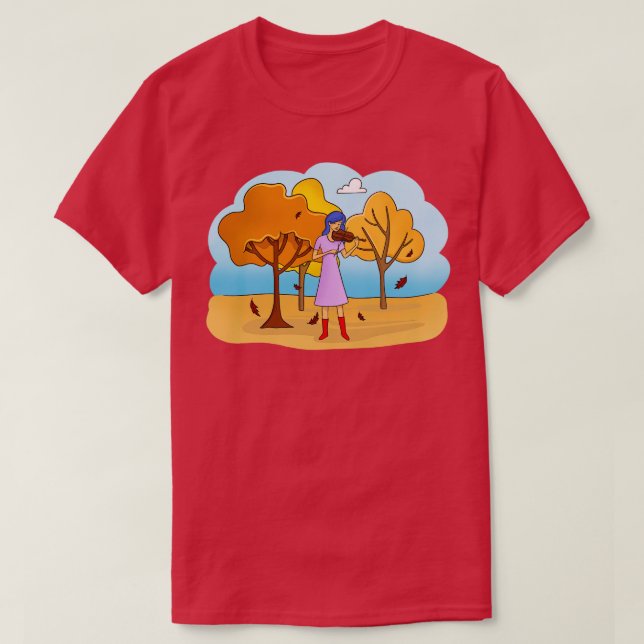 Camiseta Autumn Violin Girl (Frente do Design)