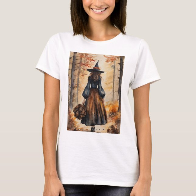 Camiseta Autumn Witch a Recolher Clássico (Frente)