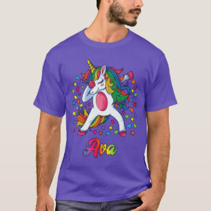 Camiseta Ava Dabbing Unicorn Chuveiro de Cores Nome Persona