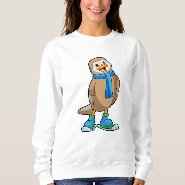 Camiseta Ave como Skier com Esqui e Scarf (Frente)