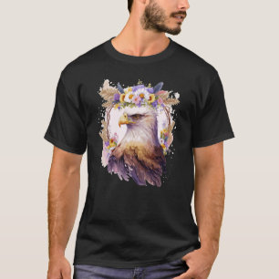 Camiseta Ave De Águia De Aves Flores De Coroa De Presas