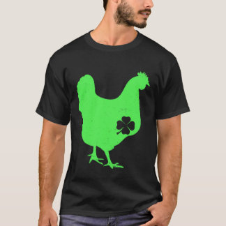 Camiseta Ave de Galinha Shamrock Dia de São Patrício Dia de