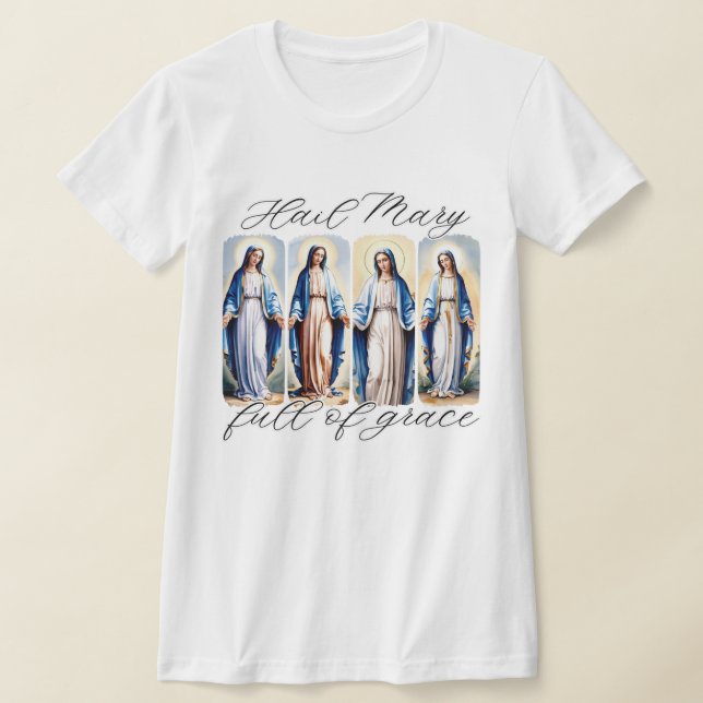 Camiseta Ave Mary Católica Brushaft Watercolor (Postura )
