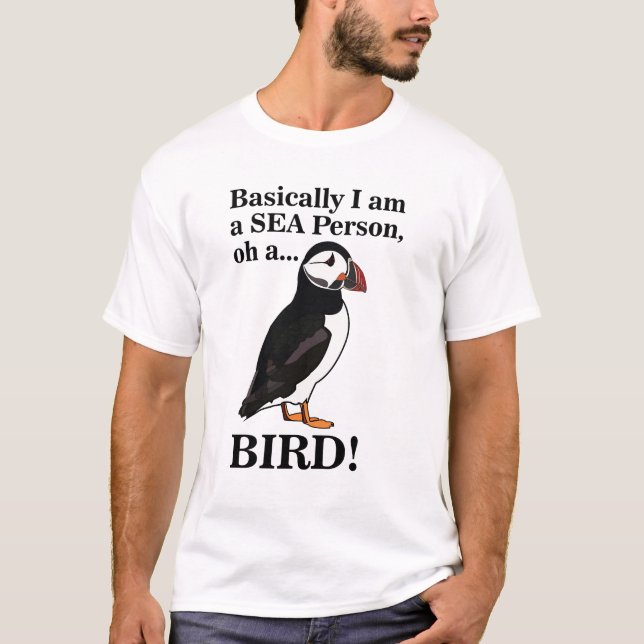 Camiseta Ave Puffin Ave Marinha Engraçada (Frente)