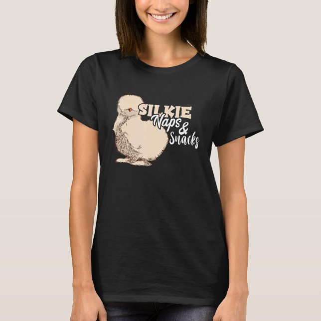 Camiseta Ave Sedosa Macia e Fofa Silkie Dorme e Come Frango (Frente)