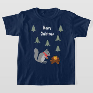 Camiseta Avelãs de torrefação de esquilo de Natal no fogo d
