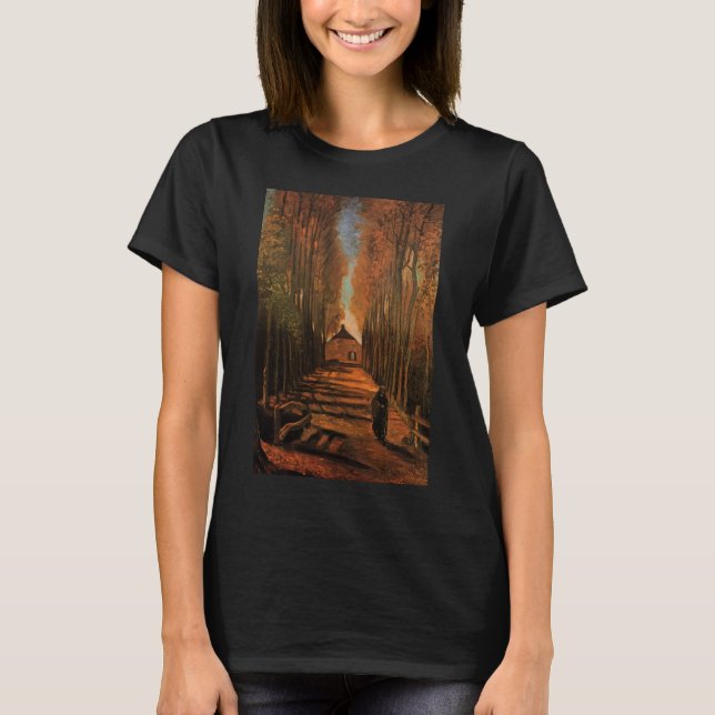 Camiseta Avenida dos Poplars, no outono, por Vincent van Go (Frente)