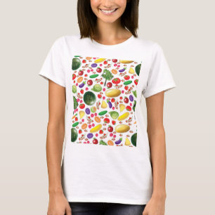 Camiseta avental com frutas e vegetais para vegetariano