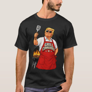 Camiseta Avental de Churrasco Grill Commander Trump Gráfico