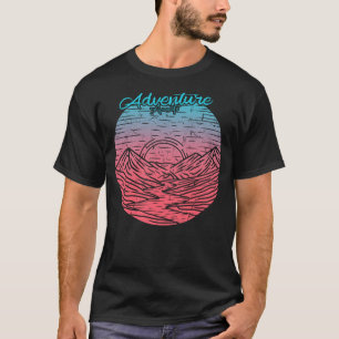 Camiseta Aventura aguarda a montanha Vintage com a praia do