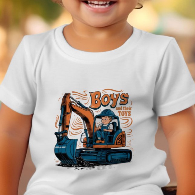 Camiseta Aventura aguarda: Menino em Bulldozer (Criador carregado)