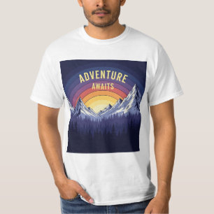 Camiseta Aventura Aguarda Montanha Sunset Retro Hiking